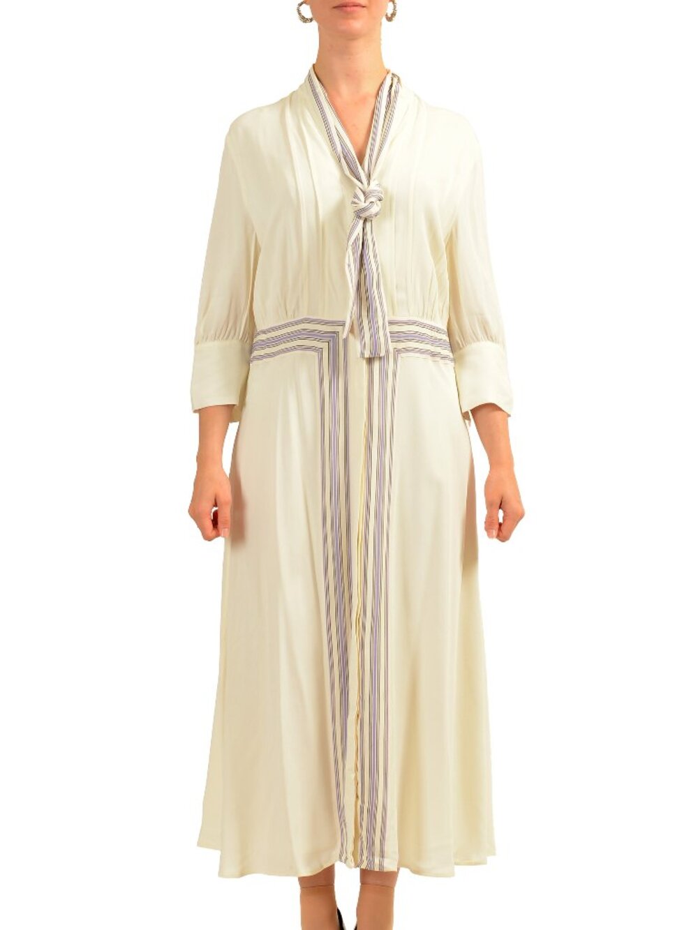 Hugo Boss Women's "Destripie" Ivory 3/4 Sleeve Fit &Flare Dress US 6 IT 42